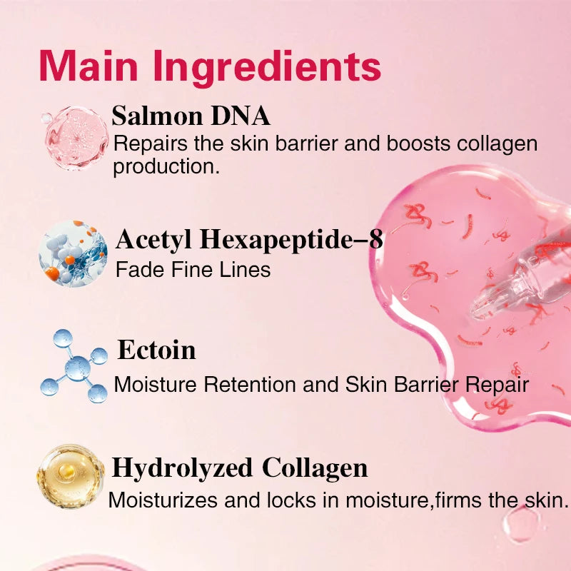 Korean Best PDRN DNA Salmon Silk Peptide Collagen Brightening Anti Aging Face Skin Care Pink Serum Facial Products Private Label