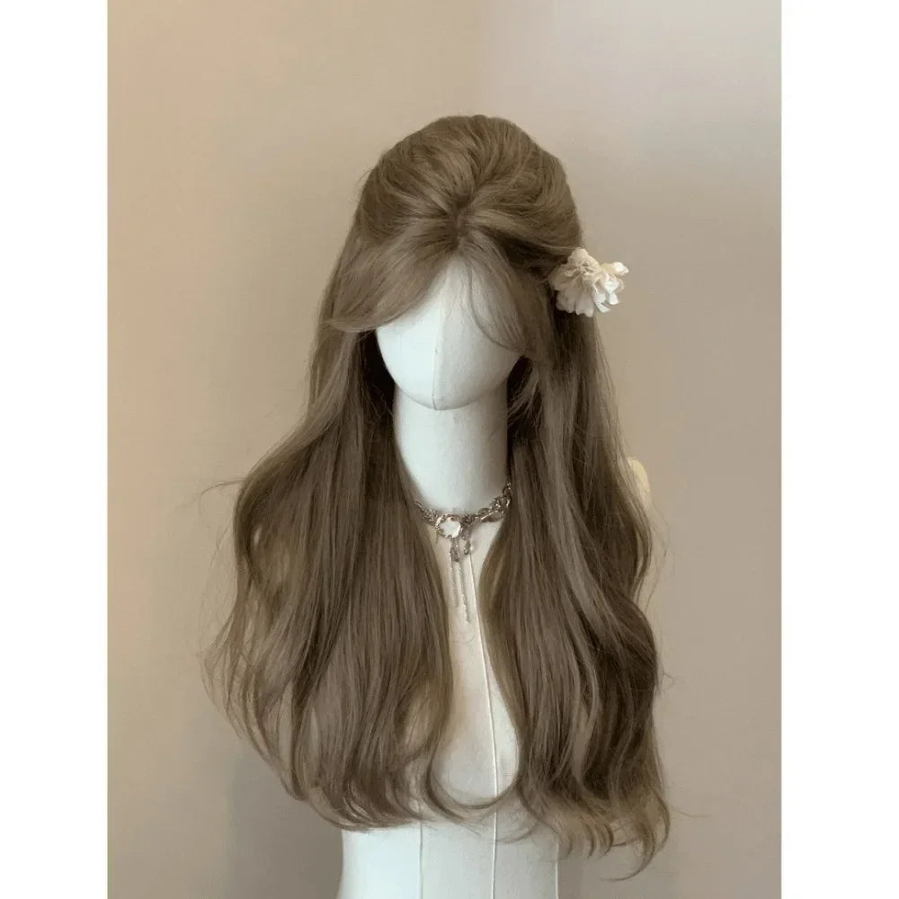 ILFA Beauty Long Curly Brown Headband Wig – Natural Big Wave Heat-Resistant Synthetic Hair