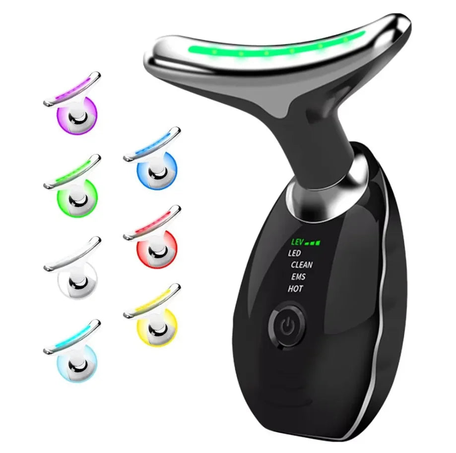 7-Color LED Face & Neck Lifting Massager – Vibration Beauty Device for Firming & Jawline Sculpting