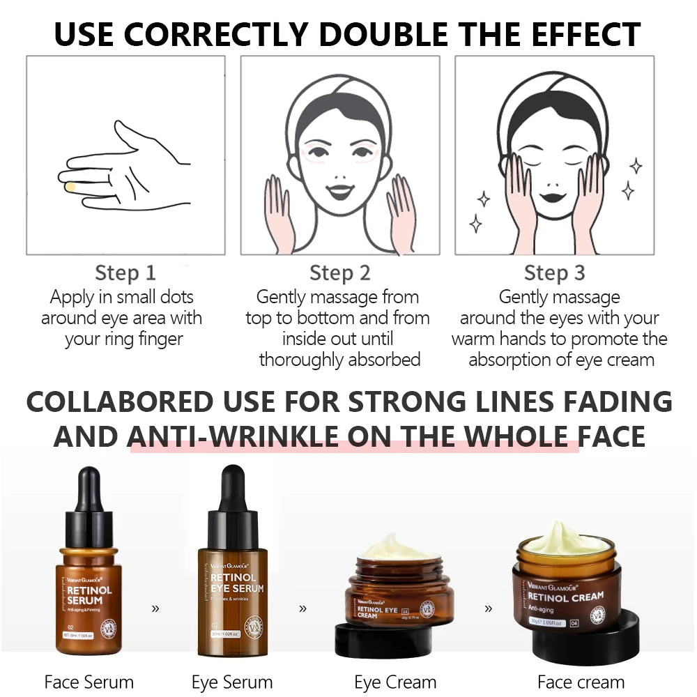 VIBRANT GLAMOUR Retinol Face & Eye Care Set - 4Psc
