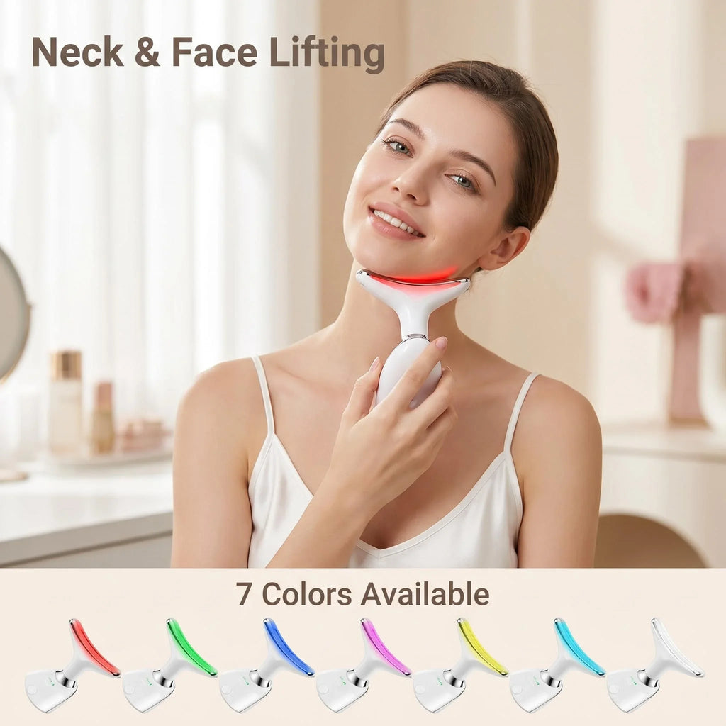 7-Color LED Face & Neck Lifting Massager – Vibration Beauty Device for Firming & Jawline Sculpting