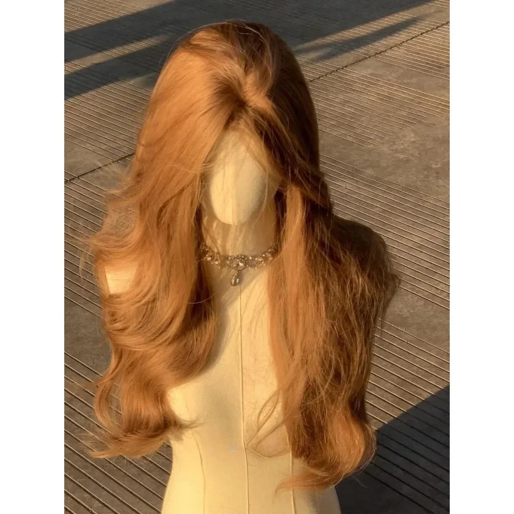 ILFA Beauty Long Curly Brown Headband Wig – Natural Big Wave Heat-Resistant Synthetic Hair