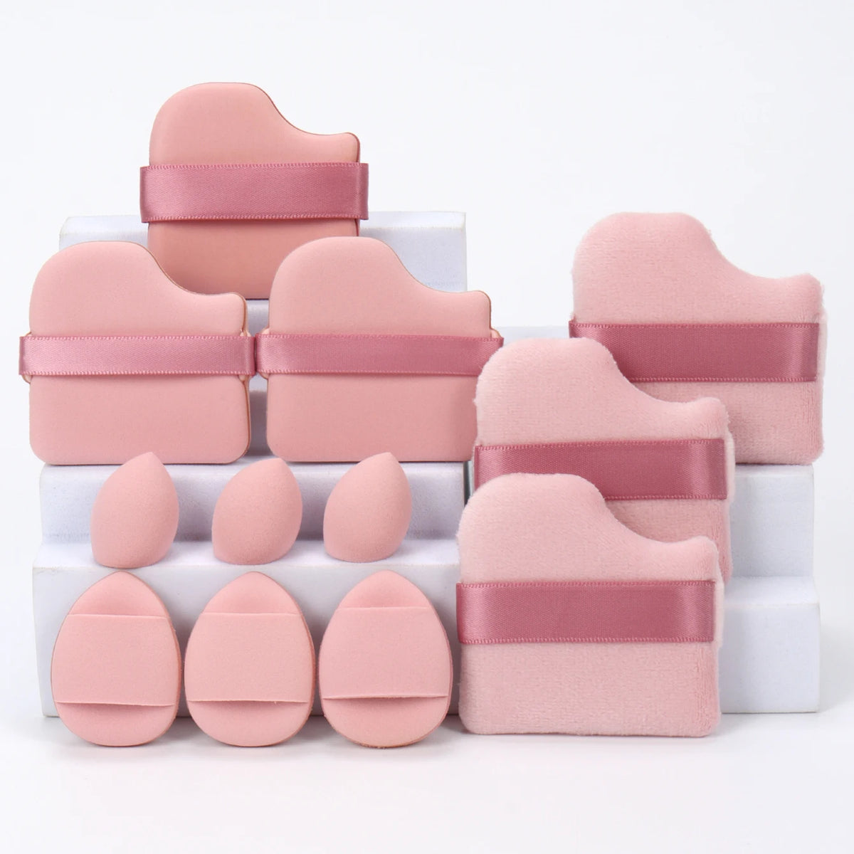 12-Piece All-Purpose Makeup Sponge & Puff Set – Beauty Blenders, Powder Puffs & Cushion Puffs