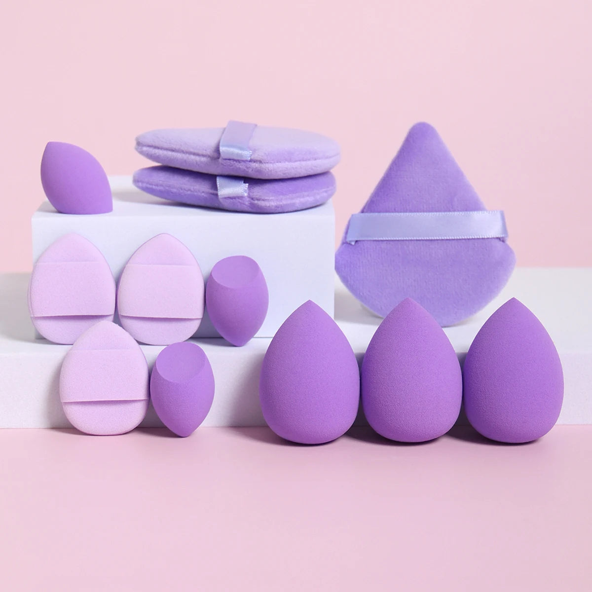 12-Piece All-Purpose Makeup Sponge & Puff Set – Beauty Blenders, Powder Puffs & Cushion Puffs