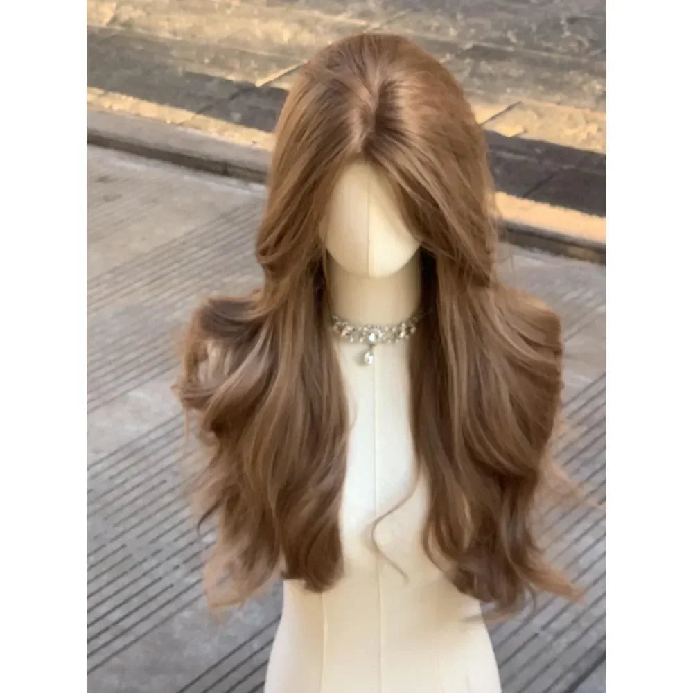 ILFA Beauty Long Curly Brown Headband Wig – Natural Big Wave Heat-Resistant Synthetic Hair