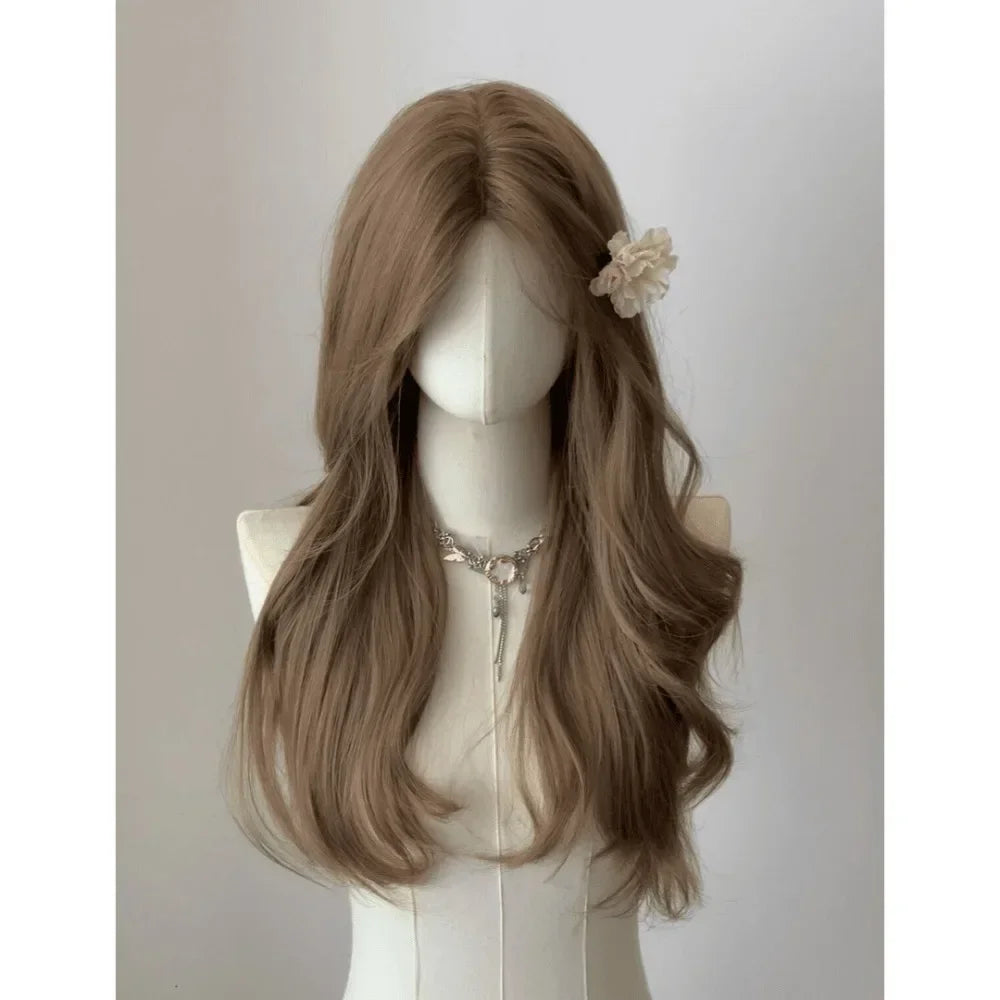 ILFA Beauty Long Curly Brown Headband Wig – Natural Big Wave Heat-Resistant Synthetic Hair